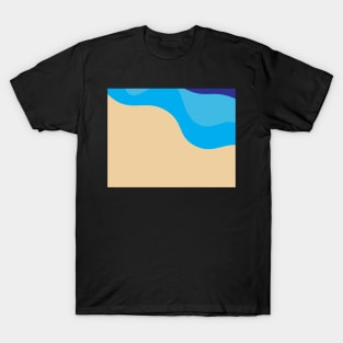 Abstract Blue waves and Brown sand background T-Shirt